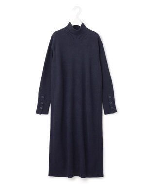 ICB 【WEB限定カラーあり・洗える】 ソフトカシミヤミックス ハイネックワンピース ネイビー系