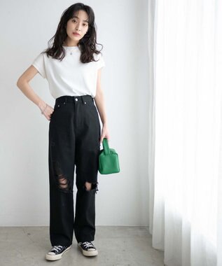 WEGO ヘビークラッシュローライズパンツ ブラック