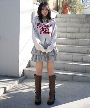 WEGO グラフィックジャガードニットZIPパーカー ホワイトアイボリー