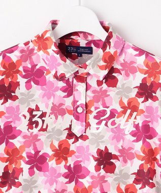 23区GOLF 【WOMEN】【UVカット】草花柄プリントポロシャツ ワイン系5