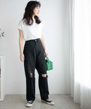 WEGO ヘビークラッシュローライズパンツ ブラック