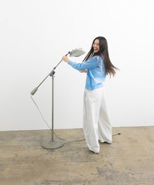 CRAFT STANDARD BOUTIQUE ベルトデザインワイドパンツ Stripe White