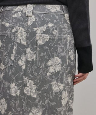 GRACE CONTINENTAL ボタニカルジャガードスカート チャコール