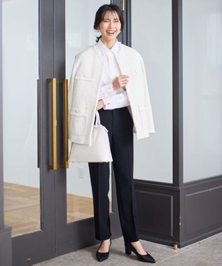 23区 【セットアップ対応】トリアセダブルジョーゼット パンツ ブラック系