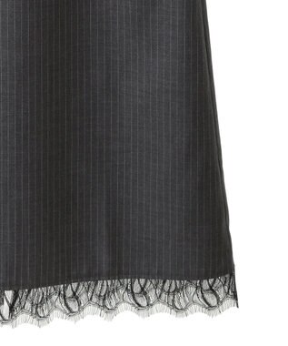 YECCA VECCA ストライプ柄レースMIXキャミワンピース Gray