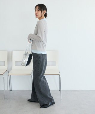 CRAFT STANDARD BOUTIQUE レイヤードポロ衿カーディガン Light Gray