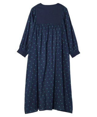 CRAFT STANDARD BOUTIQUE インド綿混キルト切替花柄ワンピース Navy