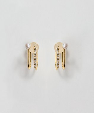 Phoebe 2ラインリッチパールビジュークリップイヤリング ホワイト