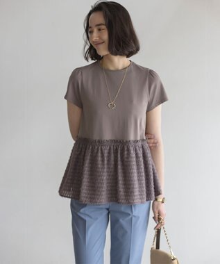組曲 S 華感フレア カットソー モカグレー系
