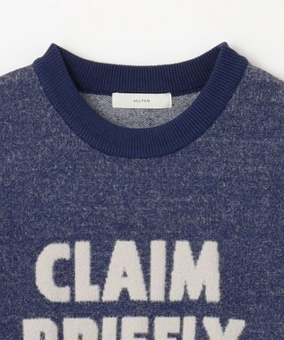 ANY スウェットライクフェザーロゴニット ブルー×グレー