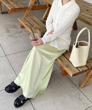 Green Parks AnriettMusee サテンナロースカート Lime Green
