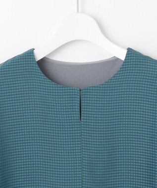 J.PRESS LADIES 【洗える】シアーサッカーチェック カットソー ダルグリーン系