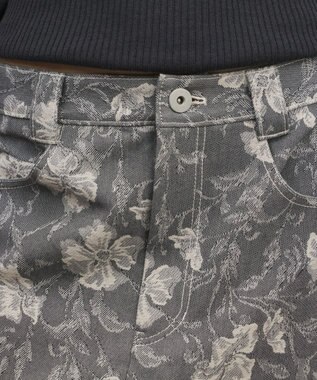 GRACE CONTINENTAL ボタニカルジャガードスカート チャコール