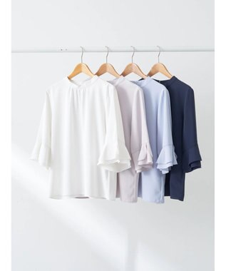 earth music&ecology ラッフル７分袖ブラウス Off White