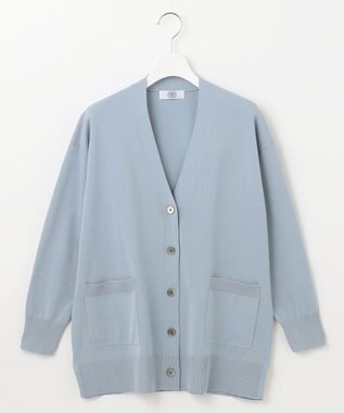 J.PRESS LADIES L 【洗える】 Co/Peライト Vネック カーディガン スカイブルー系