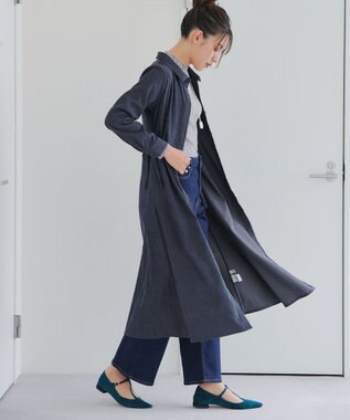 Tiaclasse L 【洗える】コーデュロイサイドリボンワンピース チャコールグレー