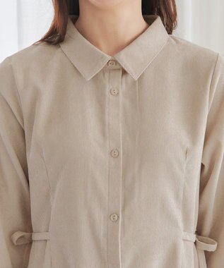 Tiaclasse L 【洗える】コーデュロイサイドリボンワンピース ベージュ