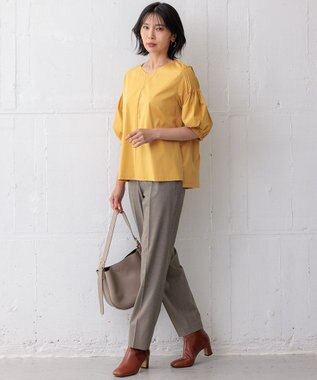 23区 S 【洗える】ドライ2WAYストレッチ チェック テーパードパンツ ダークブラウン系