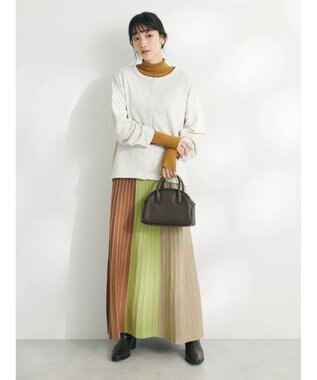 CRAFT STANDARD BOUTIQUE マルチストライプバイカラーニットスカート Beige