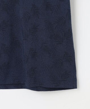 JOSEPH ABBOUD 【キングサイズ・吸水速乾】リーフ柄ジャガード クルーネック Tシャツ ネイビー系