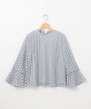 組曲 【WEB限定】フラワーレース 袖フレアトップス スカイブルー系