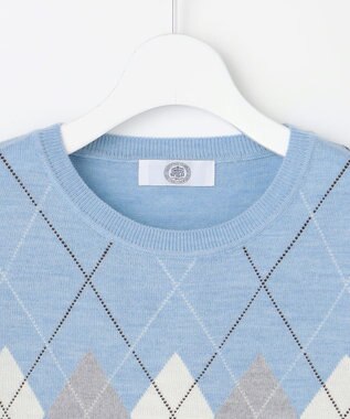 J.PRESS LADIES アーガイル ツイン ニット ソフトブルー系