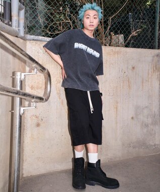 WEGO 【ユニセックス着用ITEM/MLサイズ展開】ブリーチワッフルダメージグラフィックT（SS） スミクロ