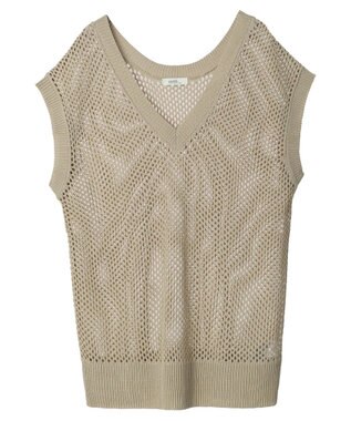 earth music&ecology Ｖネックメッシュベスト Beige