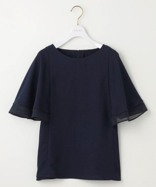 ANY SIS 【洗える】フレアスリーブ ブラウス ネイビー