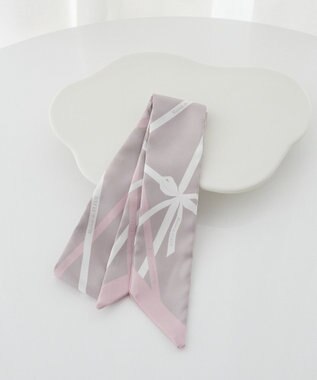 Maison de FLEUR リボンモチーフ柄スカーフ Pink