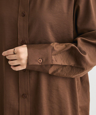 CRAFT STANDARD BOUTIQUE オーバーサイズサテンシャツ Brown