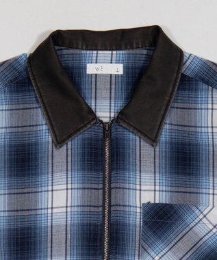 WEGO 【ユニセックス着用ITEM】オンブレチェックシャツジャケット ブルーチェック1