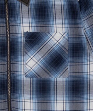 WEGO 【ユニセックス着用ITEM】オンブレチェックシャツジャケット ブルーチェック1