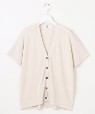 J.PRESS LADIES L COOL VIS/CO Vネック カーディガン グレージュ系