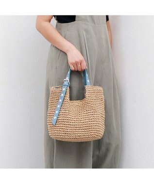 UNBILLION カシュカシュ cachecache / ドット刺繍ハンドル手編みトート ブルー