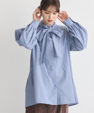 earth music&ecology 2wayボウタイブラウス Blue