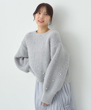 earth music&ecology ブークレービジュープルオーバー Light Gray