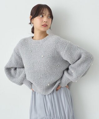 earth music&ecology ブークレービジュープルオーバー Light Gray