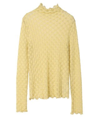 earth music&ecology ハイネックシアーフラワーインナー Yellow