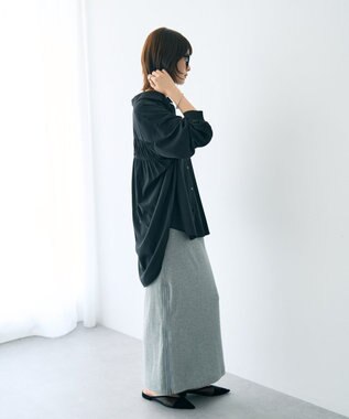 YECCA VECCA バックギャザーロングシャツ Black