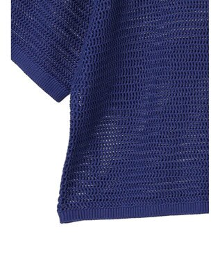 AMERICAN HOLIC 透かし編み半袖ニットプルオーバー Blue