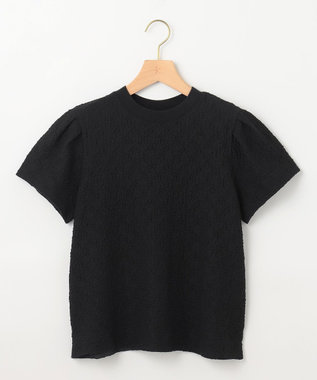 組曲 L 【WEB限定】ストレッチジャガード クロップドＴシャツ ブラック系
