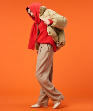 BEIGE， 【洗える】BERTAINA / コットンフーディマフラー Red Orange
