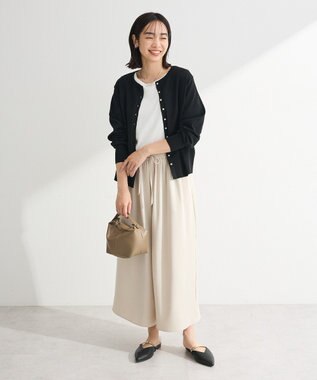 Green Parks イージーケアワイドガウチョパンツ Light Beige