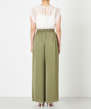 NAVE 【Nave・洗える/ウエストゴム】ヴィンテージサテン ワイドパンツ カーキ系