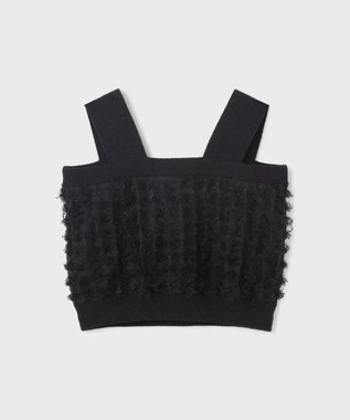 GRACE CONTINENTAL フリンジニットベアトップ ブラック