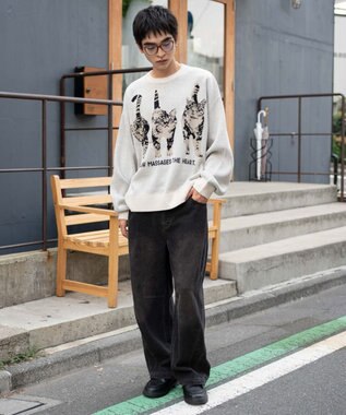 WEGO アニマルジャガードニットプルオーバー ホワイトアイボリー