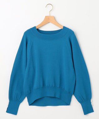 組曲 S 【パールボタン付】ブーケカラーリラクシー ニット ブルー系