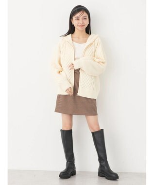 earth music&ecology ケーブルニットパーカー Off White