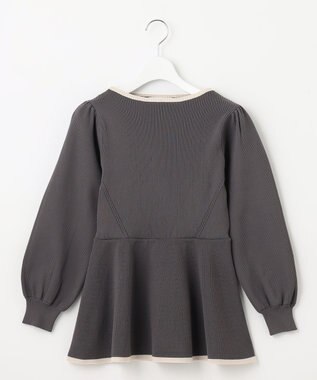 Feroux 【洗える】バイカラーペプラム ニット グレー系1
